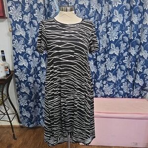 LuLaRoe Black and White Zebra Print Midi Dress